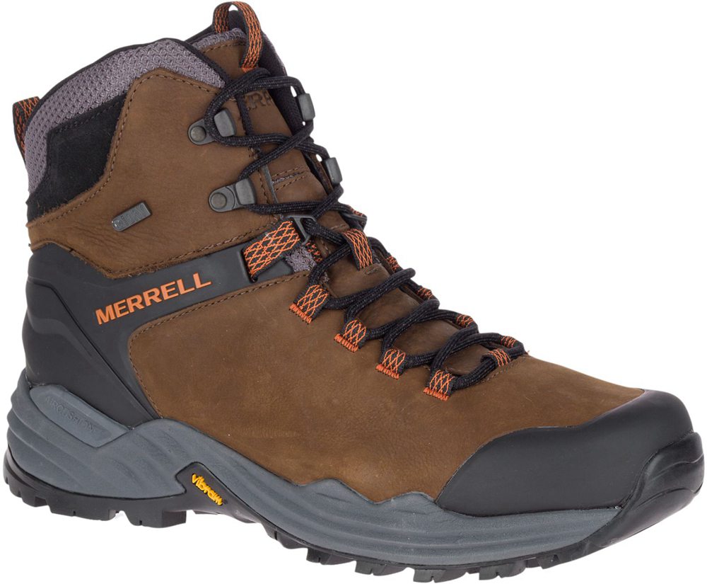 Kozaki Merrell Męskie Brązowe - Phaserbound 2 Tall Waterproof - 048619-OBL